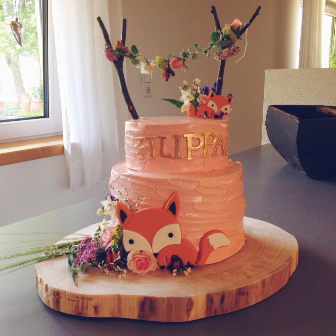 Woodland Fox Baby Shower Cake