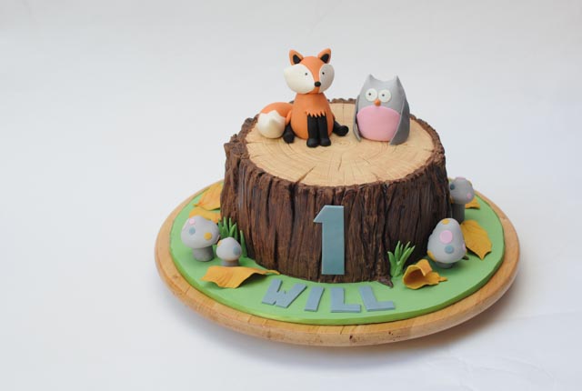 Woodland Fox Baby Shower Cake