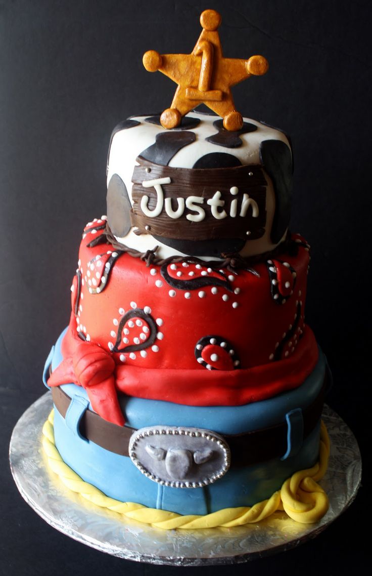 A Cowboy Theme Birthday Cake