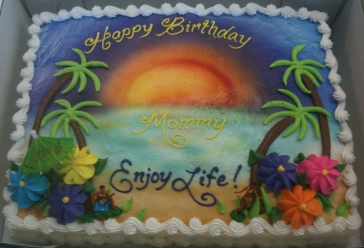 Birthday Sheet Cake Beach Scene