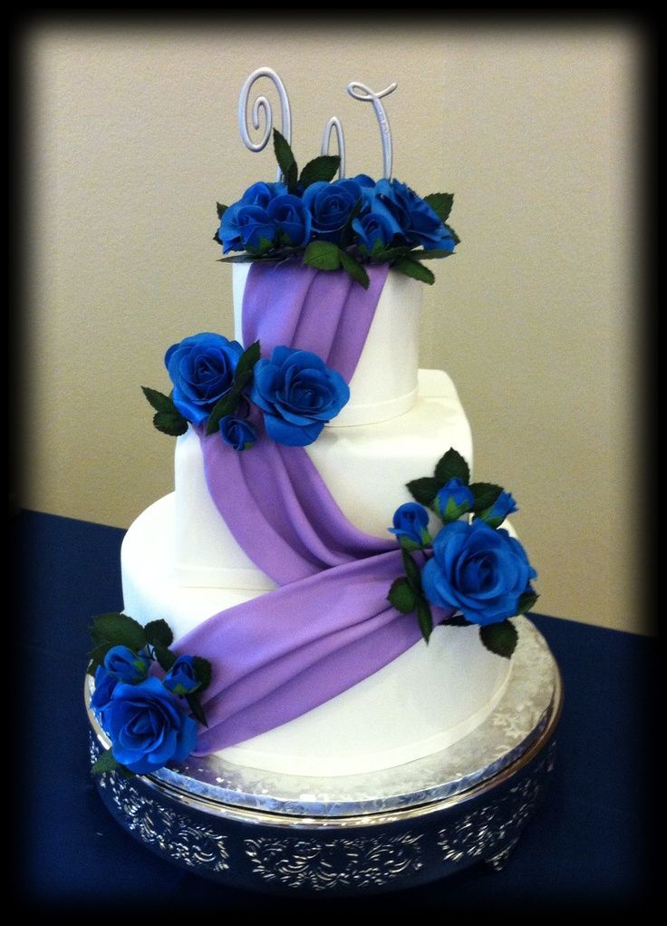 Blue and Purple Wedding Cake