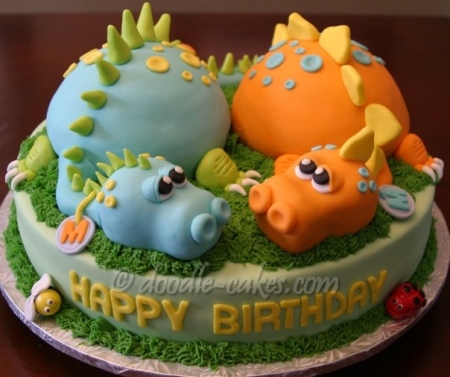 Dinosaur Birthday Cake Twins