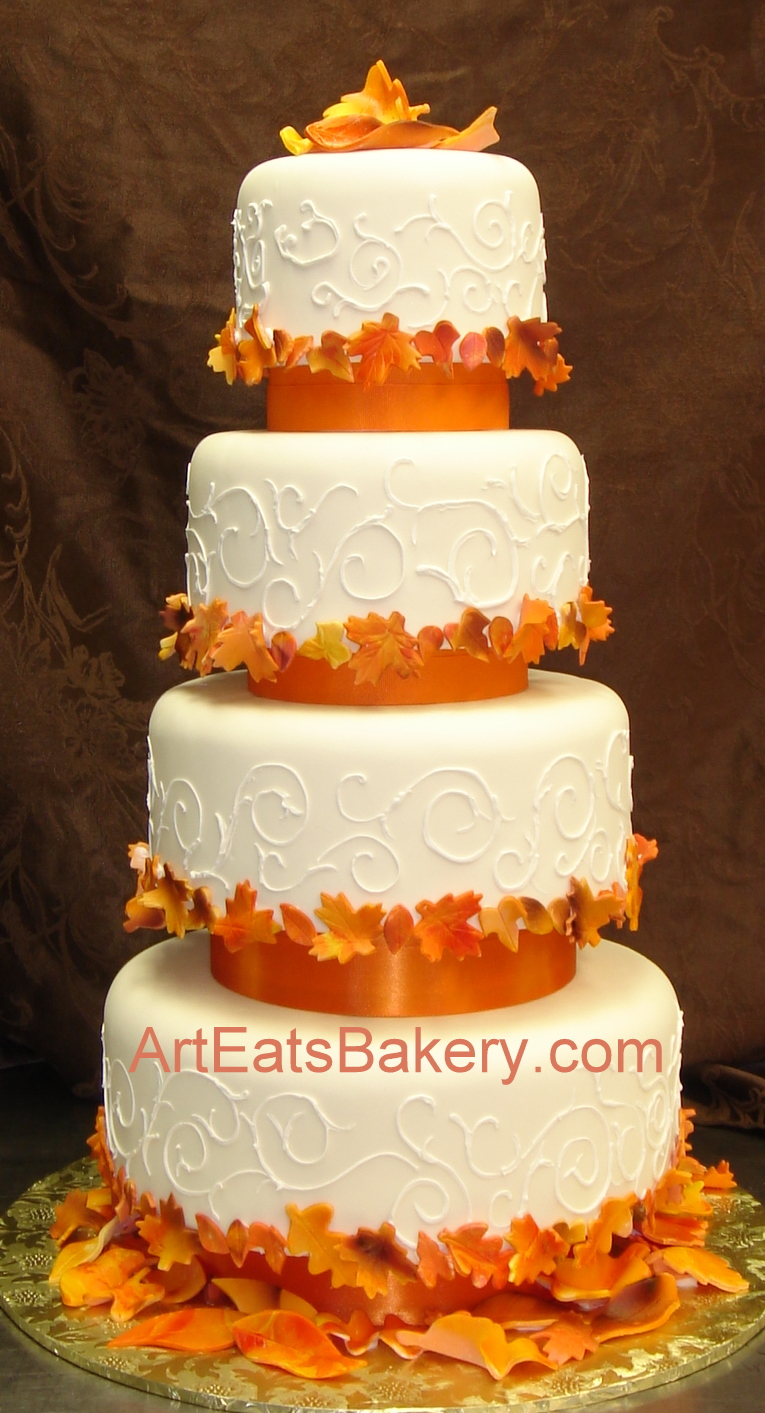 Fall Leaves Wedding Cake