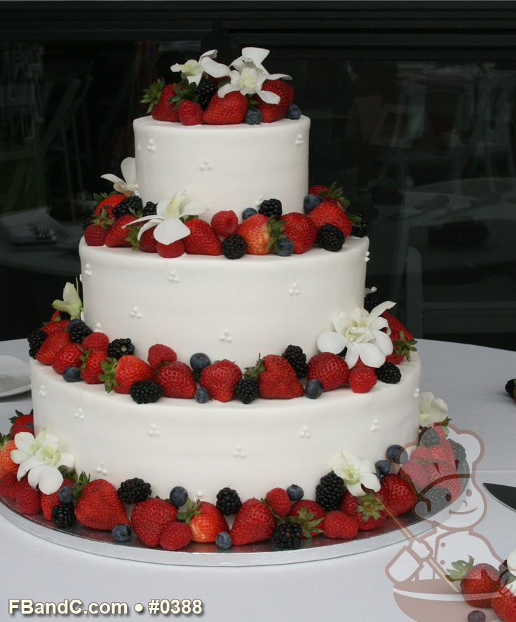 Fresh Fruit and Flower Wedding Cake