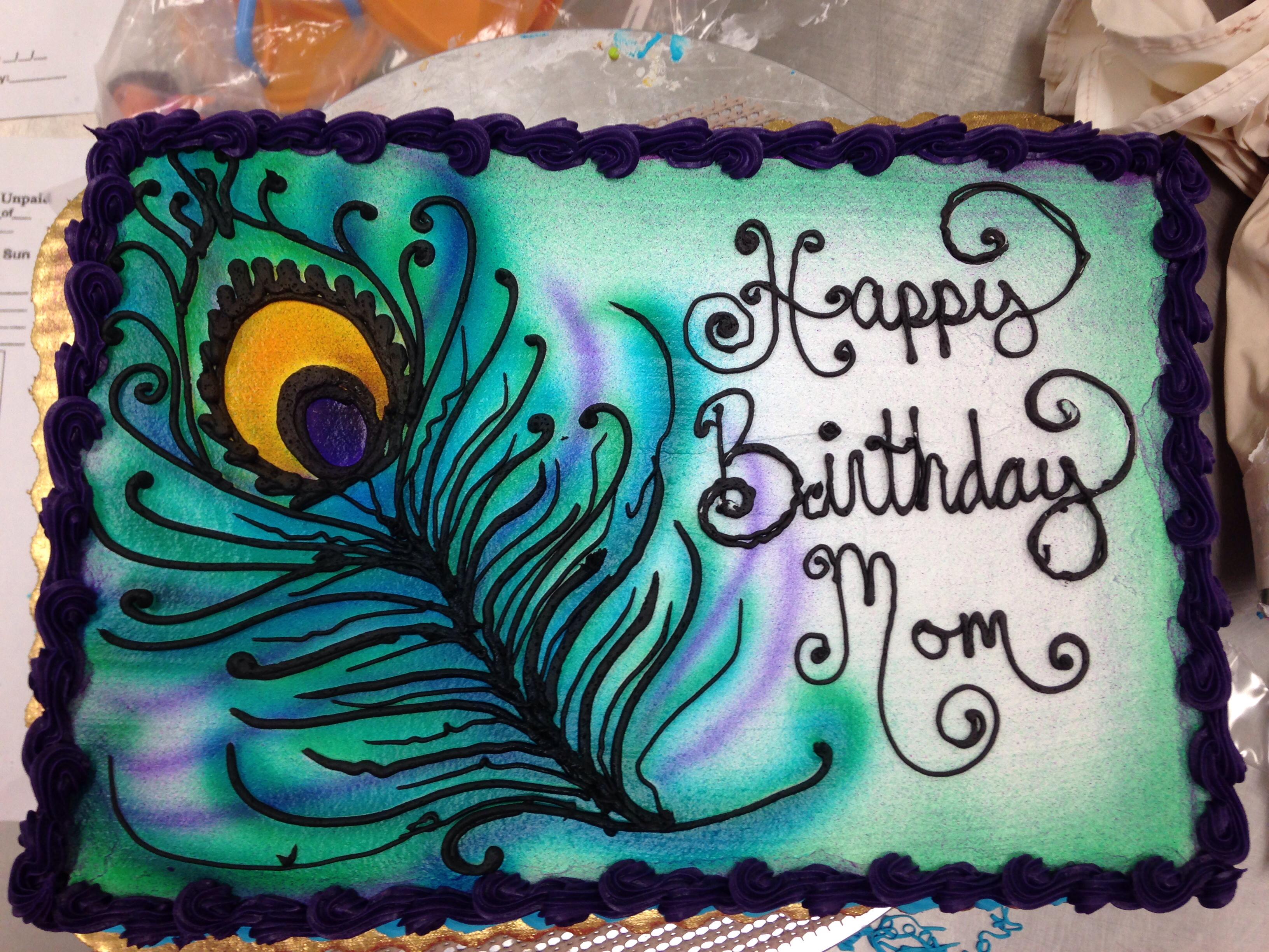 Peacock Sheet Cake