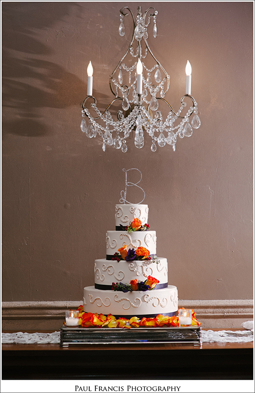 Purple and Orange Wedding Cake