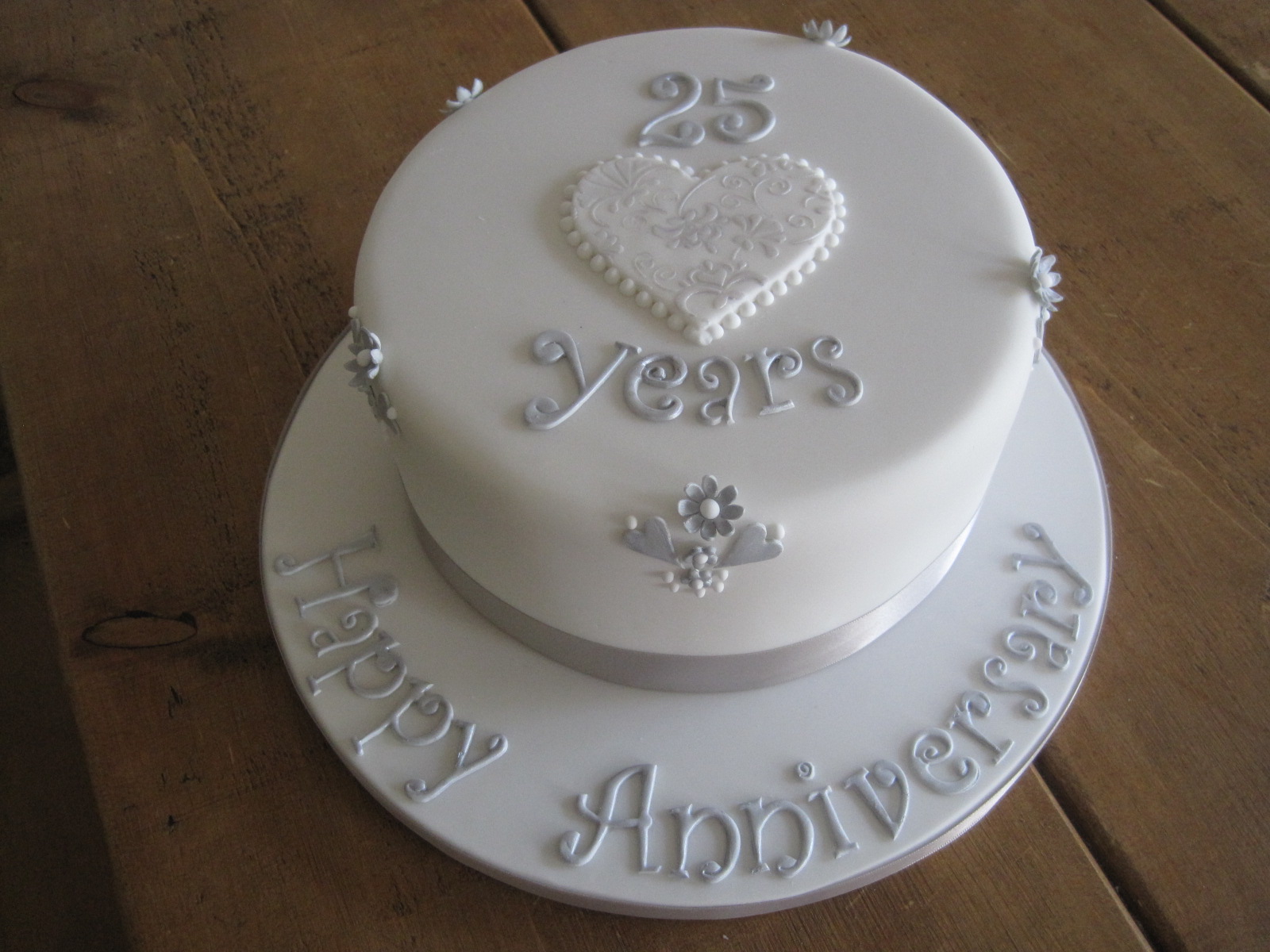 Silver Wedding Anniversary Cake