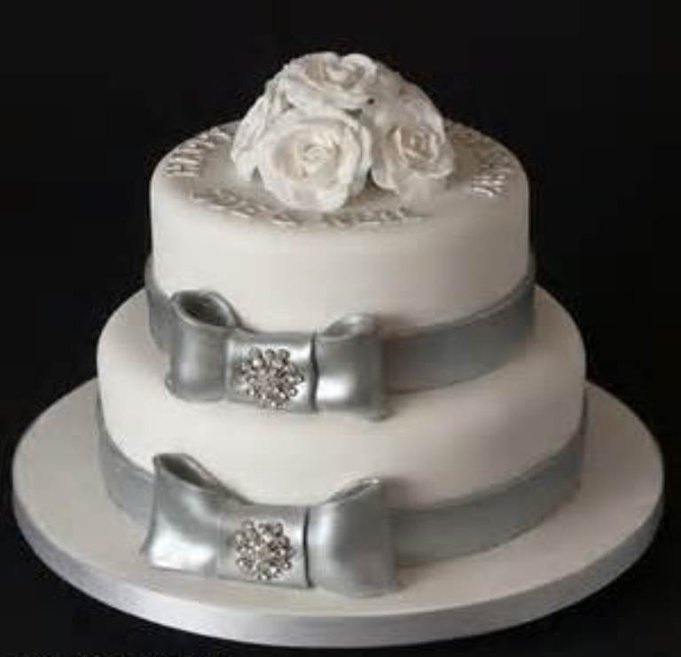 Silver Wedding Anniversary Cake