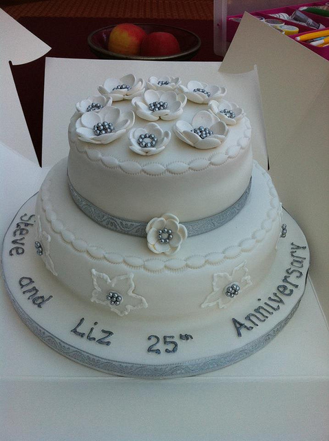 Silver Wedding Anniversary Cake