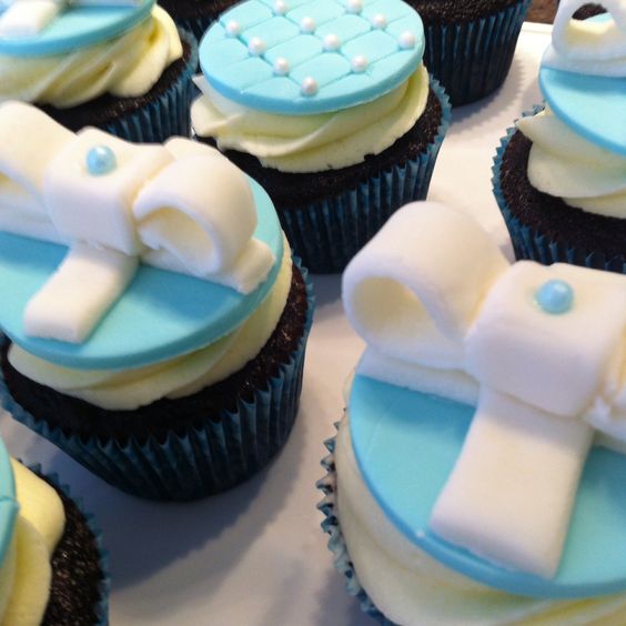 Tiffany Blue Cupcakes with Pearls