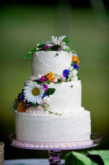 Two Tier Cake with Fresh Flowers