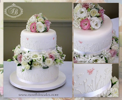 Wedding Cake with Wild Flowers