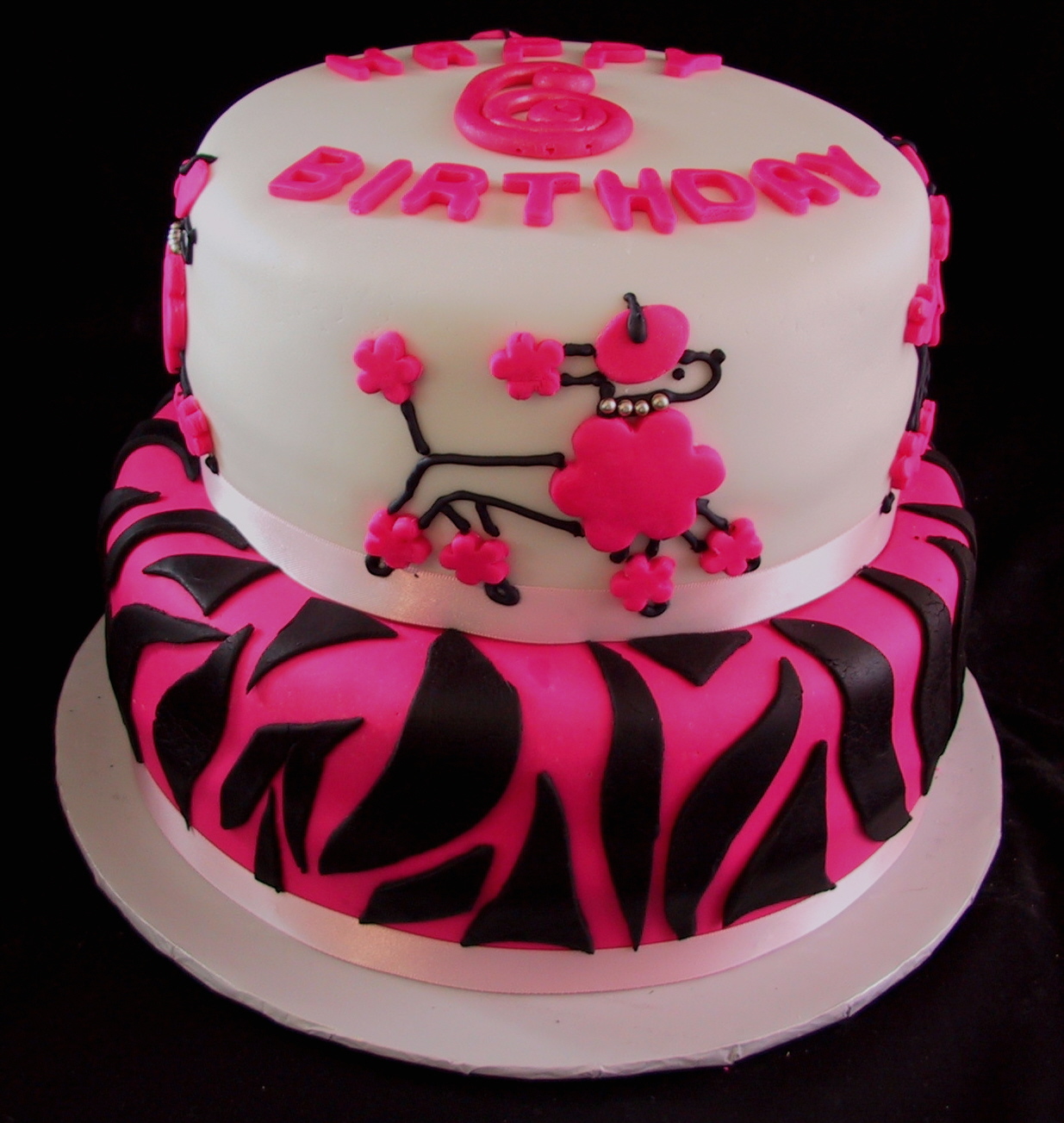 White and Pink Zebra Birthday Cake