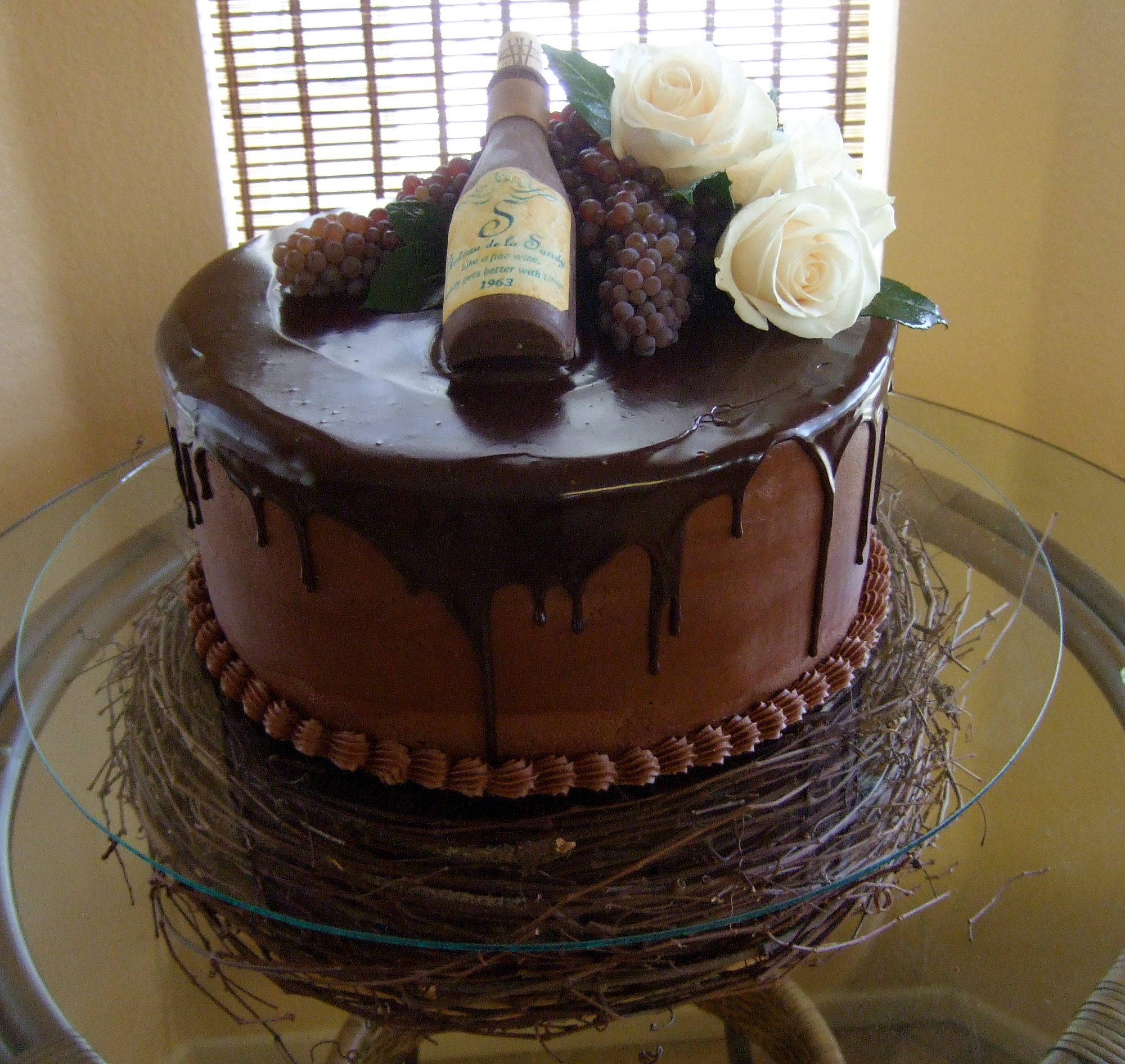 Wine and Chocolate Theme Birthday Cake