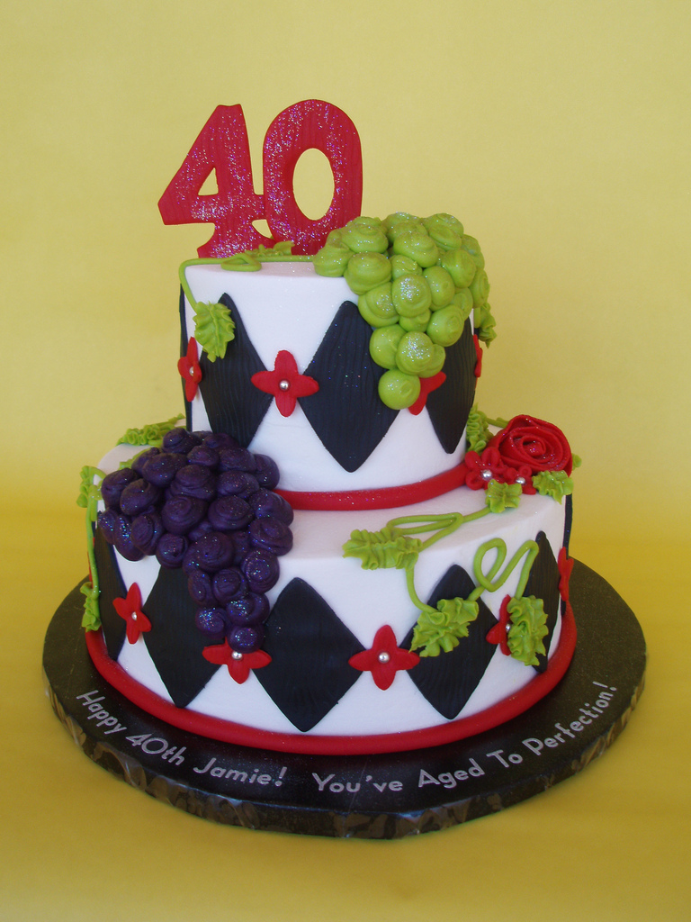 Wine Themed 40th Birthday Cake