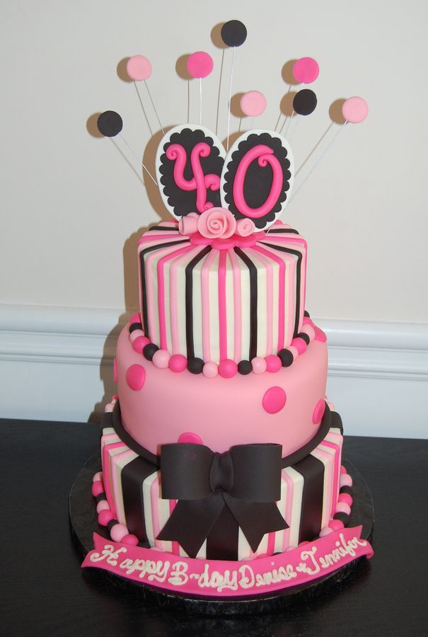 40th Pink Birthday Cake