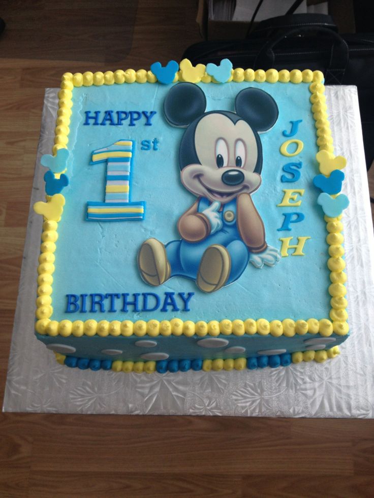 Baby Mickey Mouse 1st Birthday Cake