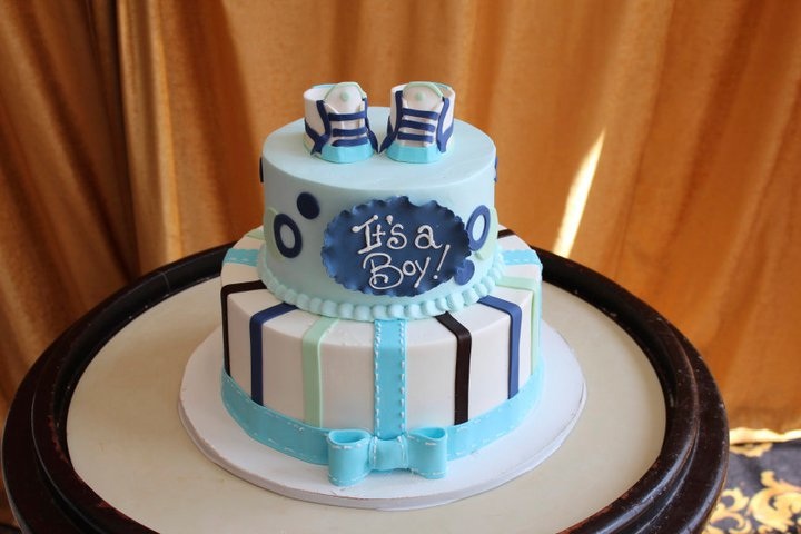 Blue Baby Boy Shower Cake