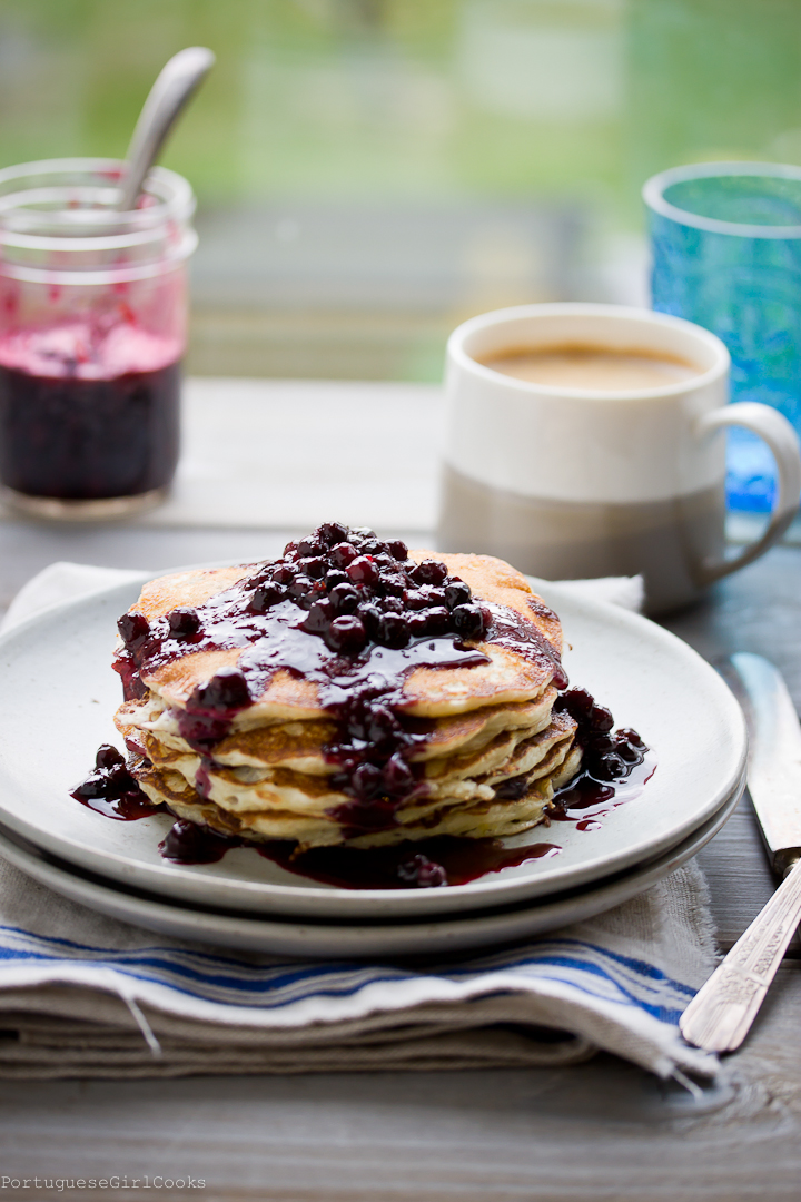 Blueberry Pancakes with Lemon Sauce