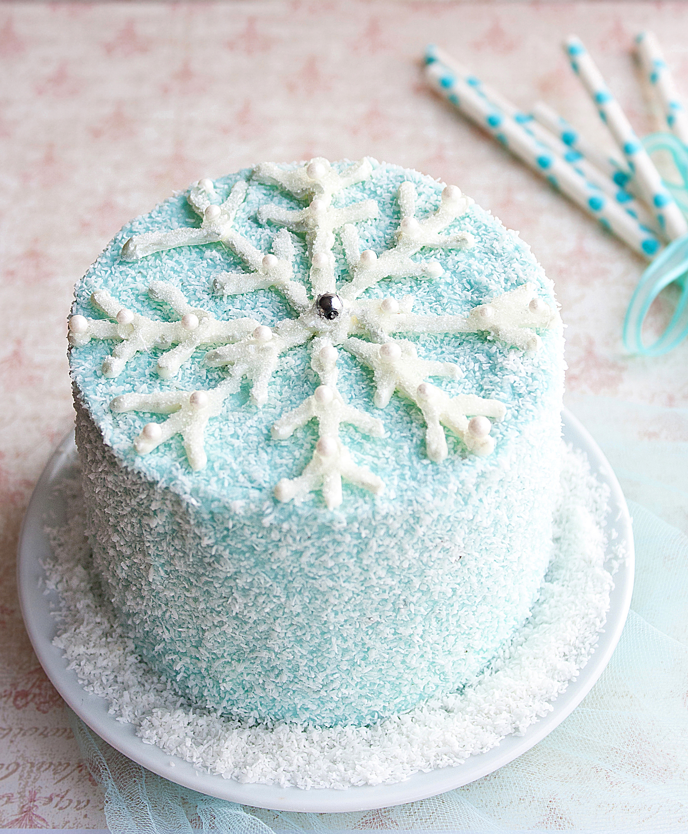 8 Photos of Decorated Sheet Cakes Flake Snowflake Decorations