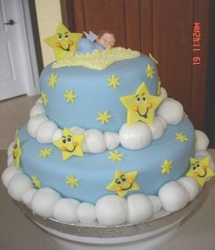 Clouds and Stars Baby Shower Cake