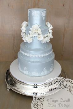 Dusty Blue Wedding Cake