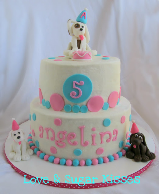 Girls Puppy Birthday Party Cake