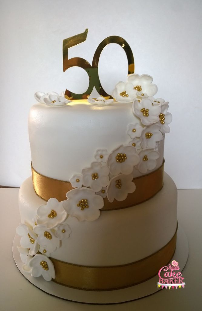 Golden Wedding Anniversary Cake