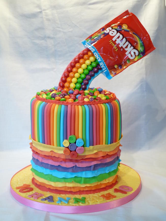 Gravity Rainbow Skittles Cake