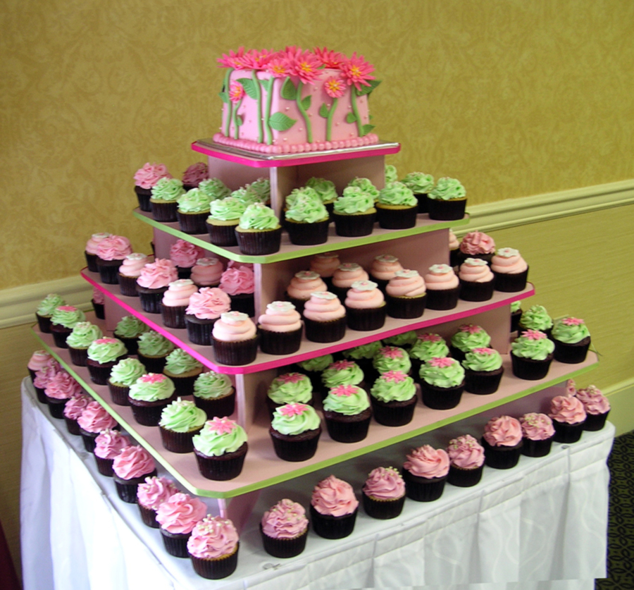 Green Wedding Cupcake Tower