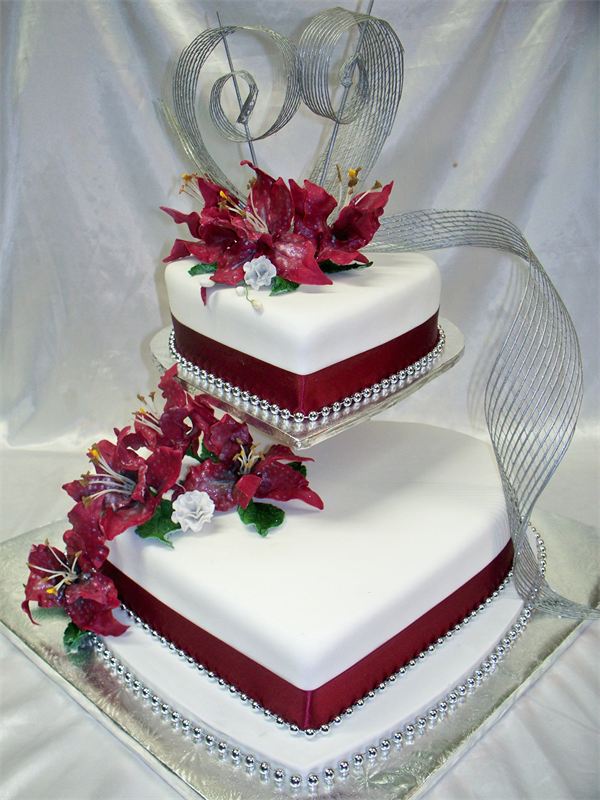 Heart Shaped 2 Tier Wedding Cake