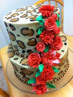 Leopard Print Buttercream Cake