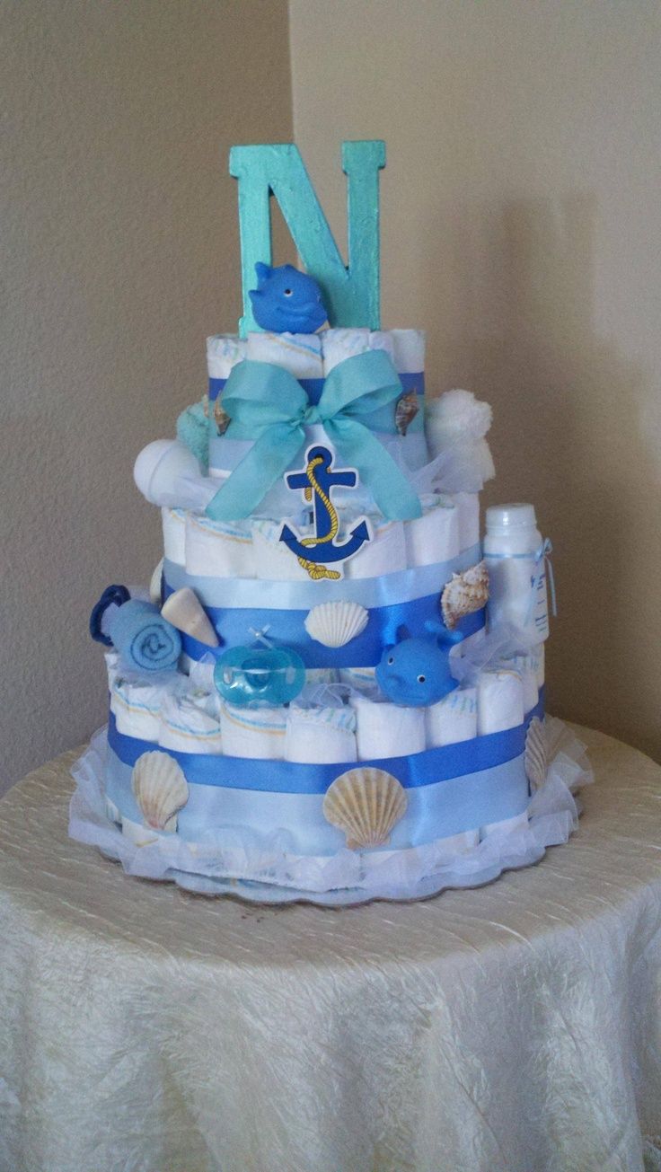 Ocean Themed Diaper Cake