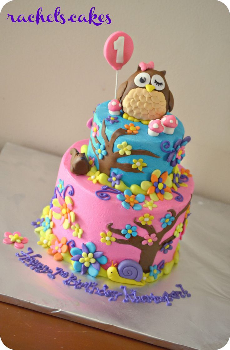 Owl 1st Birthday Cake