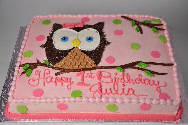 Owl Birthday Sheet Cake