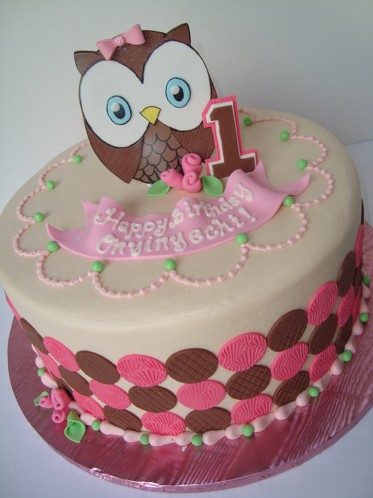 Owl First Birthday Cake