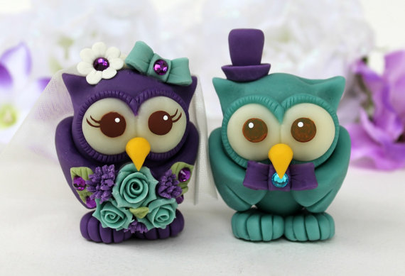 Purple and Teal Wedding Cake Toppers