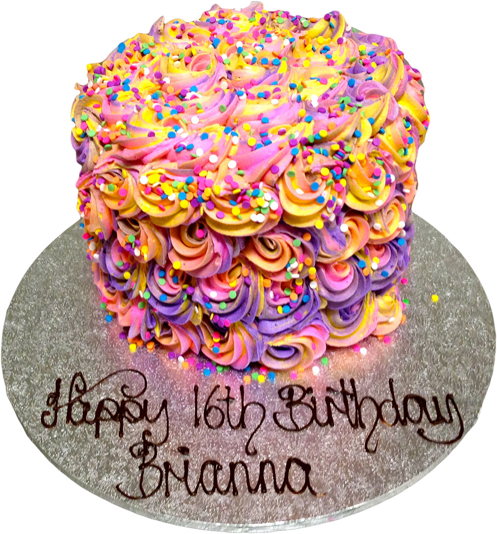 Rainbow Frosting Birthday Cake