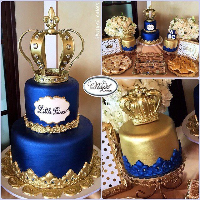 Royal Blue and Gold Birthday Cakes