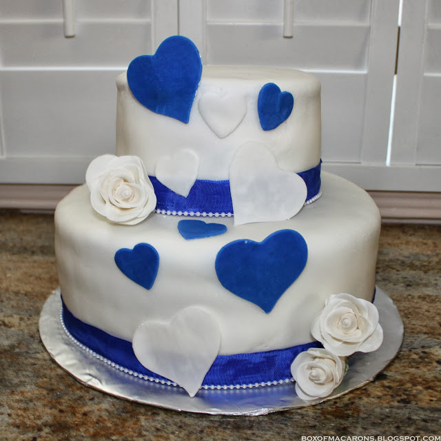 Royal Blue and White Wedding Cake