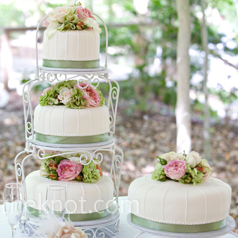 Sage Green and Pink Wedding Cake