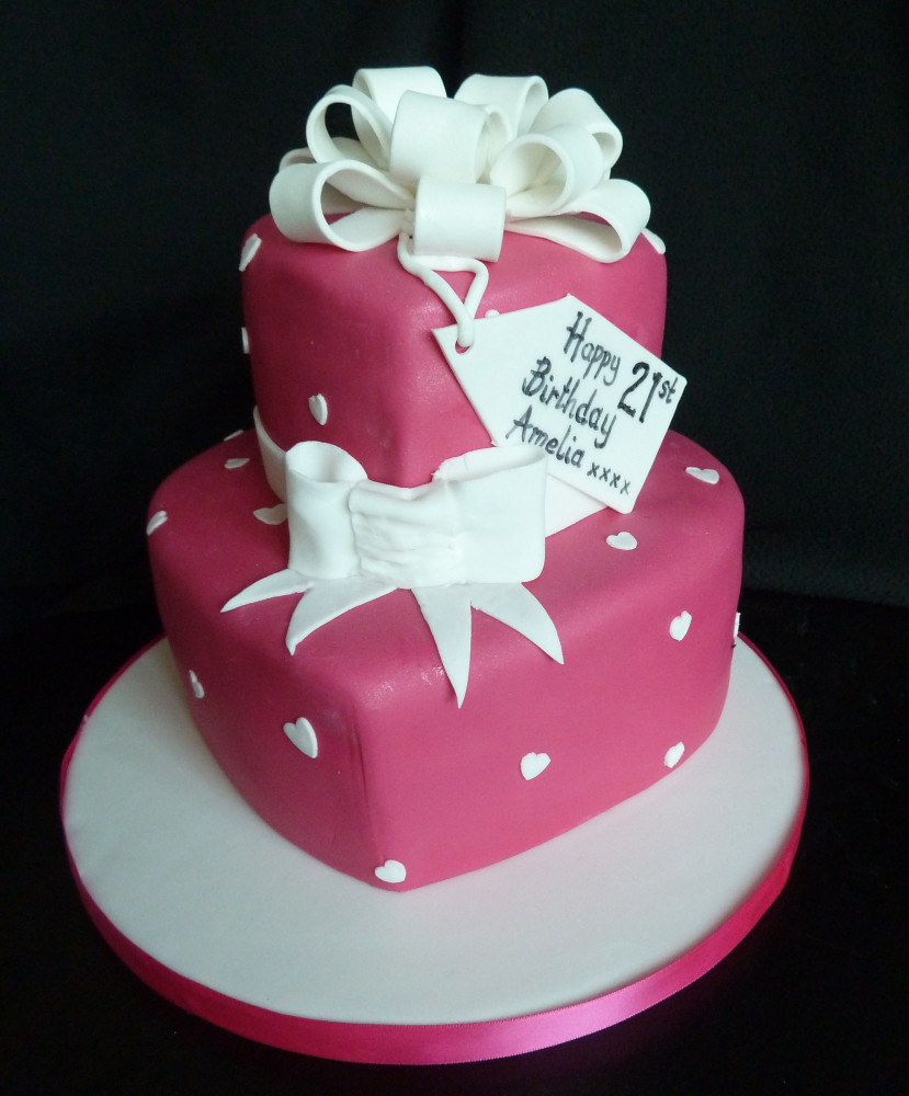 Two Tier Birthday Cake with Bow