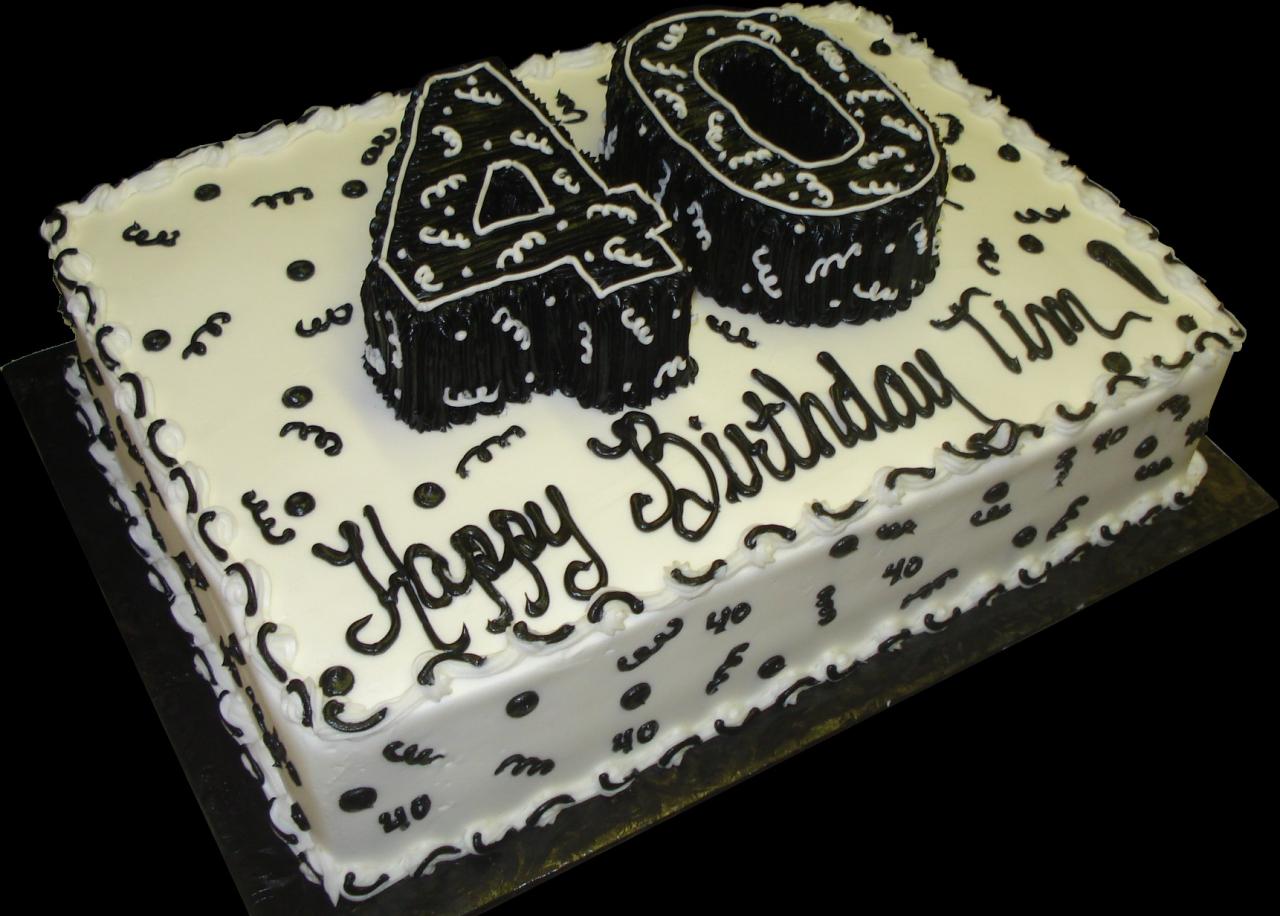 10 Photos of Black And White 40th Birthday Cakes Icing Sheet