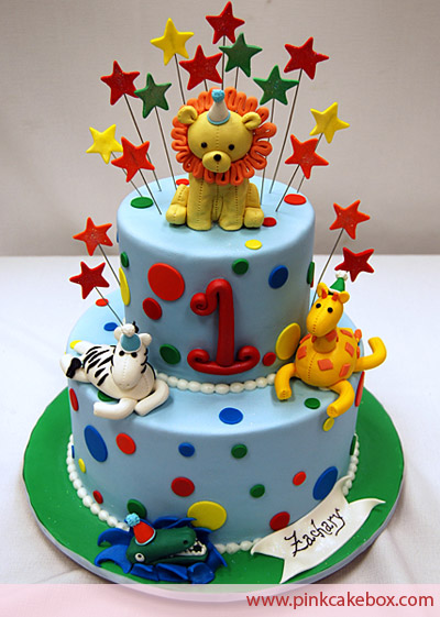 Animal 1st Birthday Cake