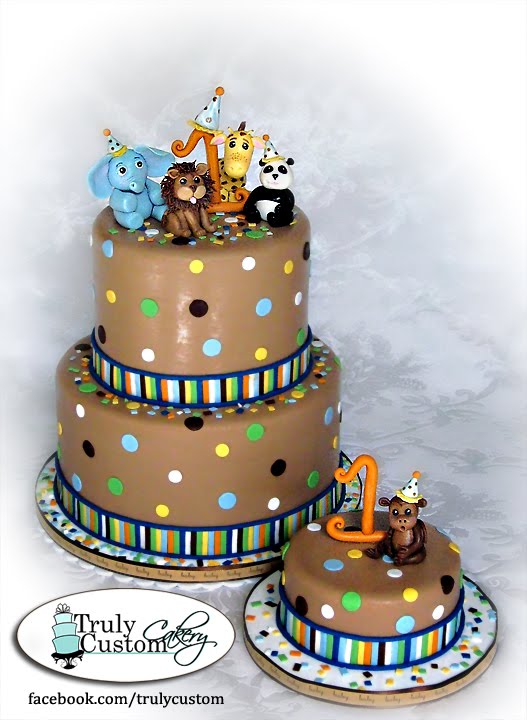 Animal Themed First Birthday Cake