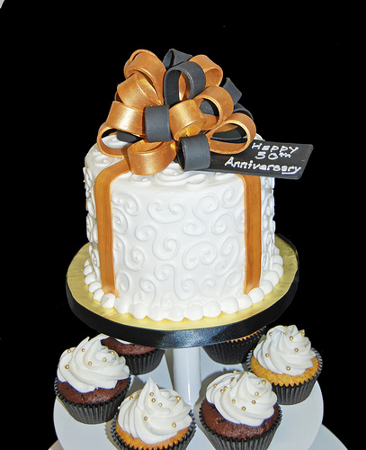 Black and Gold 50th Birthday Cake