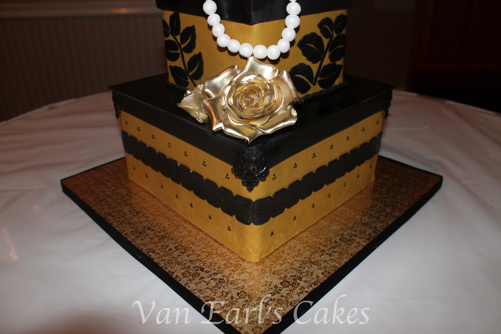 Black and Gold 50th Birthday Cake