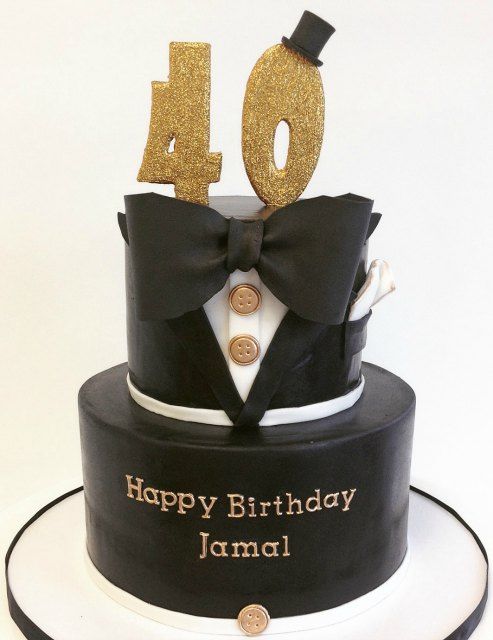 Black and Gold Birthday Cake for a Man