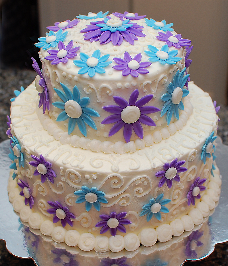 Blue and Purple Birthday Cake