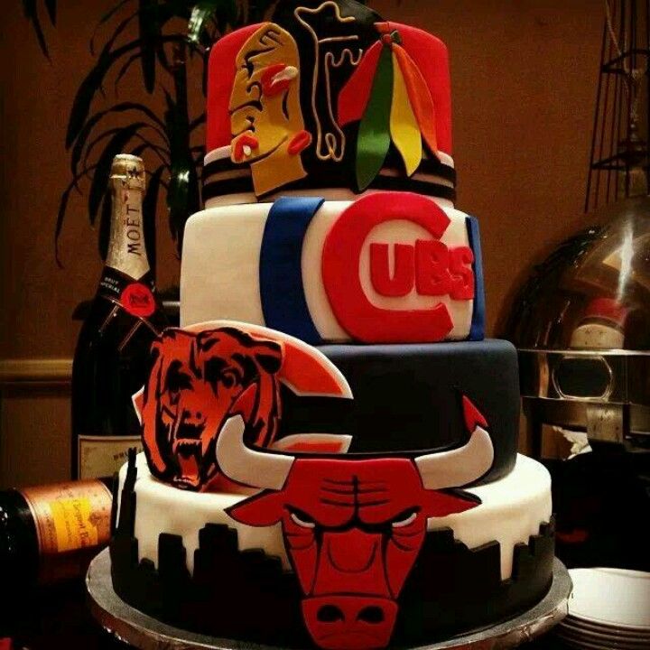 Chicago Bears Blackhawks Cubs Cake